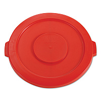 BRUTE Self-Draining Flat Top Lids for 32 gal Round BRUTE Containers, 22.25" Diameter, Red (2631RED)