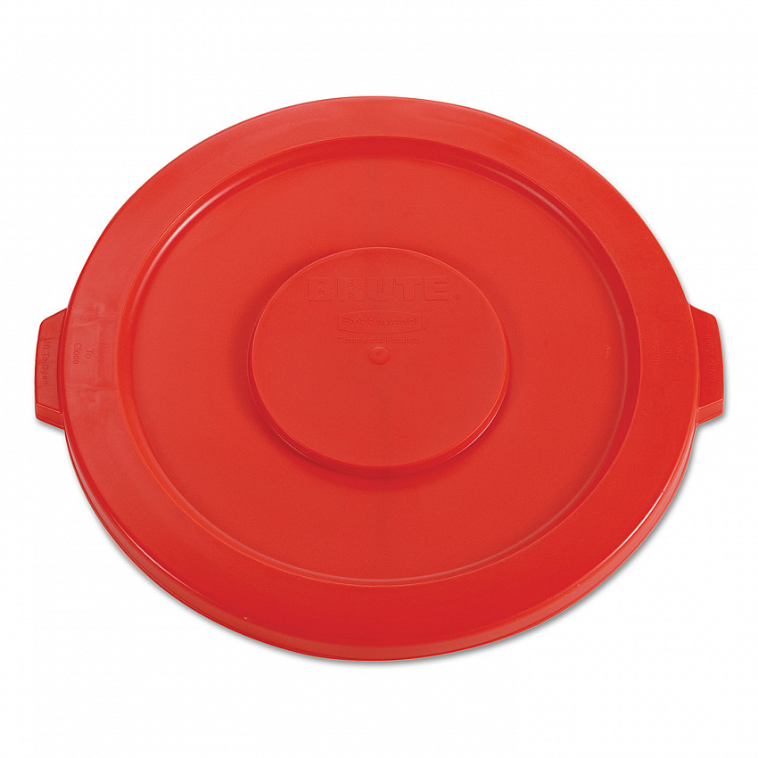 BRUTE Self-Draining Flat Top Lids for 32 gal Round BRUTE Containers, 22.25" Diameter, Red (2631RED)