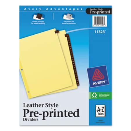 Avery Preprinted Red Leather Tab Dividers w/Clear Reinforced Edge, 25-Tab, Ltr (11323)