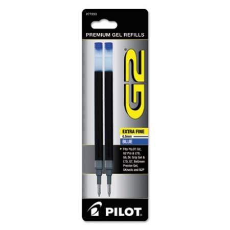 Refill for Pilot B2P, Dr Grip, G2, G6, MR Metropolitan, Precise BeGreen and Q7 Gel Pens, Extra-Fine Tip, Blue Ink, 2/Pack (77233)