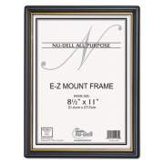 NuDell EZ Mount Document Frame with Trim Accent and Plastic Face, Plastic, 8.5 x 11 Insert, Black/Gold (11880)