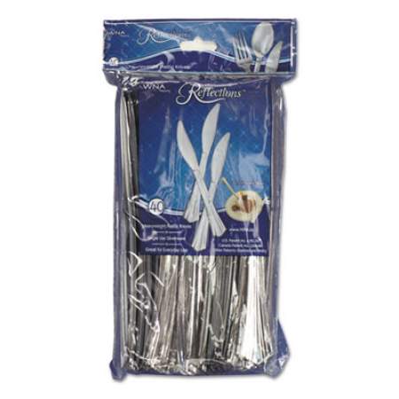 WNA Reflections Heavyweight Plastic Utensils, Knife, Silver, 7 1/2", 40/Pack (REF320KNPK)