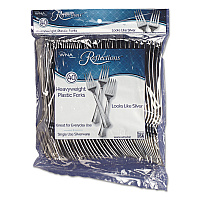Reflections Heavyweight Plastic Utensils, Fork, Silver, 40/Pack (REF320FKPK)