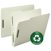Smead 100% Recycled Pressboard Fastener Folders, Letter Size, Gray-Green, 25/Box (15004)