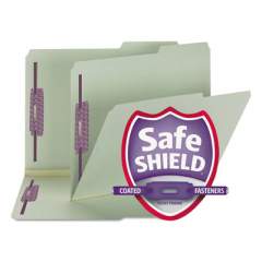 Smead Recycled Pressboard Folders w/Two SafeSHIELD Fasteners, 2/5-Cut Tab, Right of Center, 2" Exp, Letter Size, Gray-Green, 25/Box (14920)
