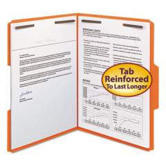 Smead Top Tab Colored 2-Fastener Folders, 1/3-Cut Tabs, Letter Size, Orange, 50/Box (12540)