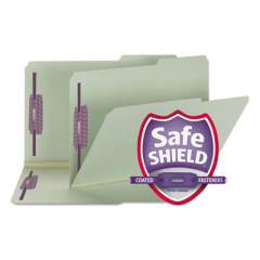 Smead Recycled Pressboard Folders w/Two SafeSHIELD Fasteners, 2/5-Cut Tabs, Right of Center, 2" Exp, Legal Size, Gray-Green, 25/Box (19920)