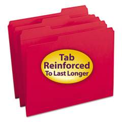Smead Reinforced Top Tab Colored File Folders, 1/3-Cut Tabs, Letter Size, Red, 100/Box (12734)