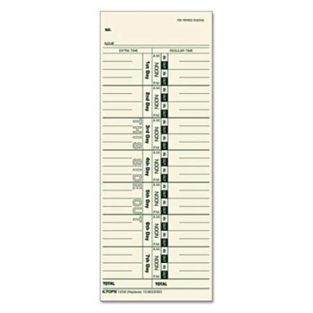 TOPS Time Clock Cards, Replacement for 10-800292, One Side, 3.5 x 9, 500/Box (1256)