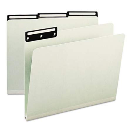 Smead Recycled Heavy Pressboard File Folders with Insertable Metal Tabs, 1/3-Cut Tabs, Letter Size, Gray-Green, 25/Box (13430)