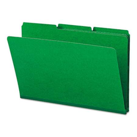 Smead Expanding Recycled Heavy Pressboard Folders, 1/3-Cut Tabs, 1" Expansion, Legal Size, Green, 25/Box (22546)