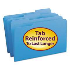 Smead Reinforced Top Tab Colored File Folders, 1/3-Cut Tabs, Legal Size, Blue, 100/Box (17034)