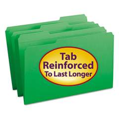 Smead Reinforced Top Tab Colored File Folders, 1/3-Cut Tabs, Legal Size, Green, 100/Box (17134)