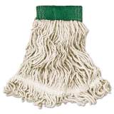 Rubbermaid Commercial Super Stitch Looped-End Wet Mop Head, Cotton/Synthetic, Medium, Green/White (D252WHI)