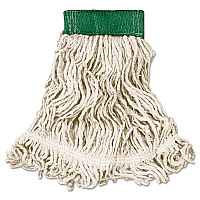 Super Stitch Looped-End Wet Mop Head, Cotton/Synthetic, Medium, Green/White (D252WHI)