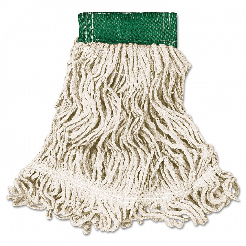 Super Stitch Looped-End Wet Mop Head, Cotton/Synthetic, Medium, Green/White (D252WHI)