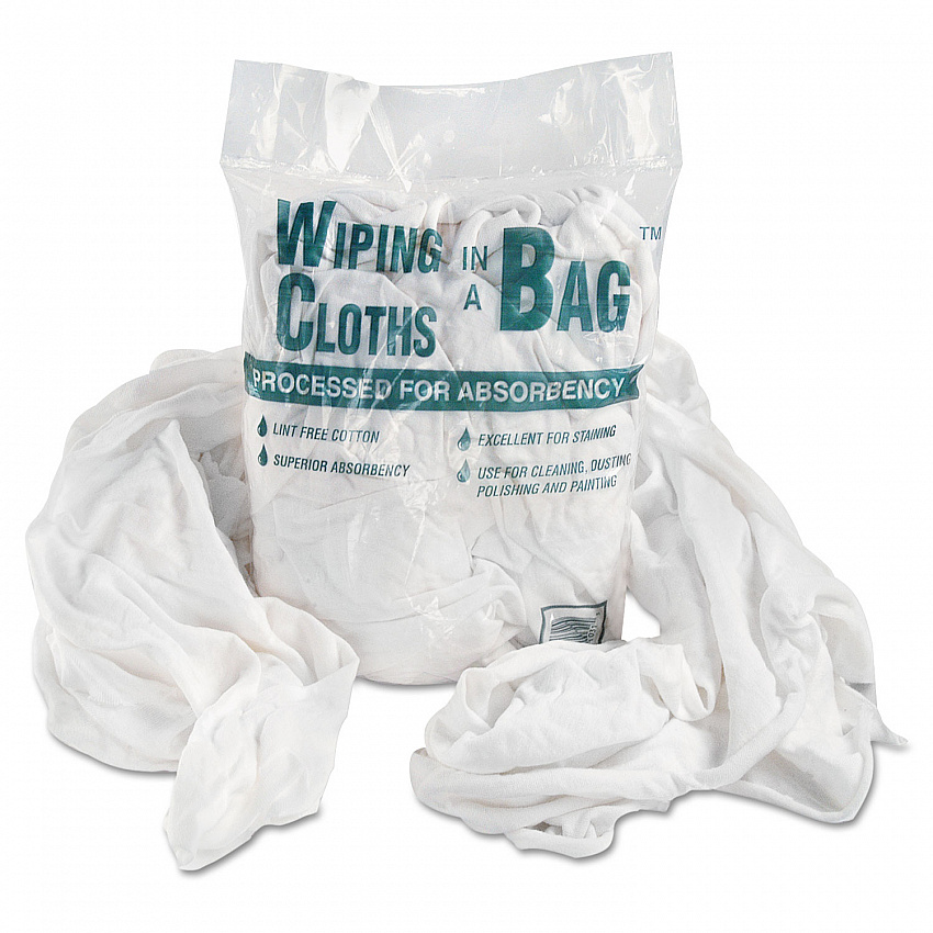 Bag-A-Rags Reusable Wiping Cloths, Cotton, White, 1 lb Pack (N250CW01)