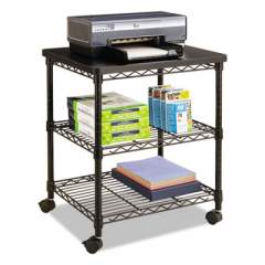 Safco Desk Side Wire Machine Stand, Three-Shelf, 24w x 20d x 27h, Black (5207BL)