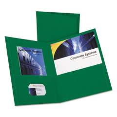 Oxford Twin-Pocket Folder, Embossed Leather Grain Paper, 0.5" Capacity, 11 x 8.5, Hunter Green, 25/Box (57556)