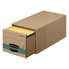 Bankers Box STOR/DRAWER STEEL PLUS Extra Space-Savings Storage Drawers, Letter Files, 14" x 25.5" x 11.5", Kraft/Green, 6/Carton (1231101)