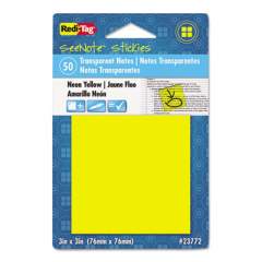 Redi-Tag Transparent Film Sticky Notes, 3 x 3, Neon Orange, 50-Sheets/Pad (23773)