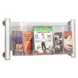 Safco Luxe Magazine Rack, 3 Compartments, 31.75w x 5d x 15.25h, Clear/Silver (4133SL)
