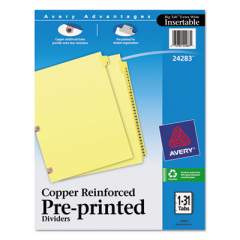 Avery Preprinted Laminated Tab Dividers w/Copper Reinforced Holes, 31-Tab, Letter (24283)