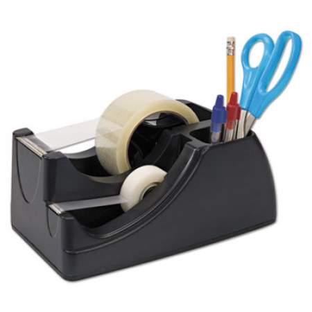 Officemate Recycled 2-in-1 Heavy Duty Tape Dispenser, 1" and 3" Cores, Plastic, Black (96690)