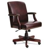 Alera Traditional Series Mid-Back Chair, Supports 275 lb, 18.11" to 21.65" Seat, Oxblood Burgundy Seat/Back, Mahogany Base (TD4236)