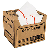 Chicopee All Day Foodservice Towels, 1-Ply, 12.25 x 21, White/Red Stripe, 200/Carton (8230)