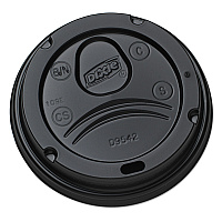 Drink-Thru Lids, Fits 10 oz to 20 oz Hot Cups, Plastic, Black, 1,000/Carton (D9542B)