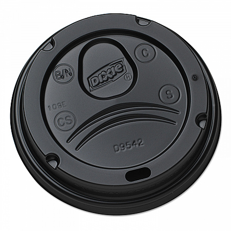 Drink-Thru Lids, Fits 10 oz to 20 oz Hot Cups, Plastic, Black, 1,000/Carton (D9542B)