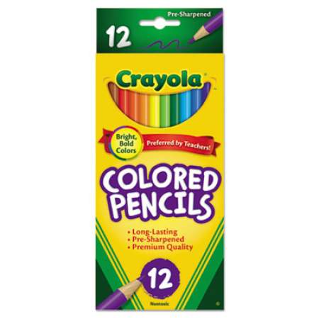 Crayola Long-Length Colored Pencil Set, 3.3 mm, 2B (#1), Assorted Lead/Barrel Colors, Dozen (684012)
