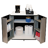 Refreshment Stand, Engineered Wood, 9 Shelves, 29.5" x 21" x 33", White/Black (35157)