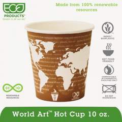 Eco-Products World Art Renewable and Compostable Hot Cups Convenience Pack, 10 oz, 50/Pack (EPBHC10WAPK)