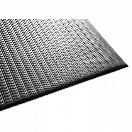 Air Step Anti-Fatigue Mat, Rectangular, Black Ribbed Surface, 36
