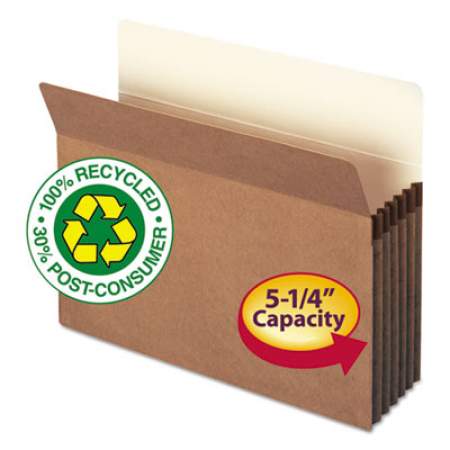 Smead 100% Recycled Top Tab File Pockets, 5.25" Expansion, Letter Size, Redrope, 10/Box (73206)