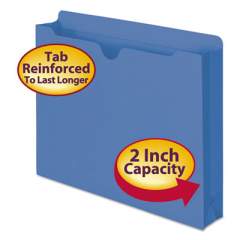 Smead Colored File Jackets with Reinforced Double-Ply Tab, Straight Tab, Letter Size, Blue, 50/Box (75562)