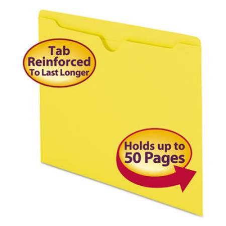 Smead Colored File Jackets with Reinforced Double-Ply Tab, Straight Tab, Letter Size, Yellow, 100/Box (75511)