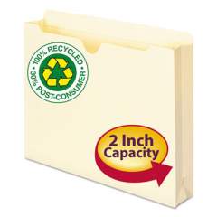 Smead 100% Recycled Top Tab File Jackets, Straight Tab, Letter Size, Manila, 50/Box (75605)