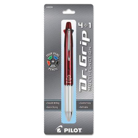 Pilot Dr. Grip 4 + 1 Multi-Color Ballpoint Pen/Pencil, Retractable, 0.7mm Pen/0.5mm Pencil, Black/Blue/Green/Red Ink, Wine Barrel (36226)