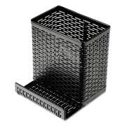 Artistic Urban Collection Punched Metal Pencil Cup/Cell Phone Stand, 3 1/2 x 3 1/2, Black (ART20014)