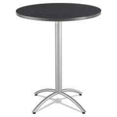 Iceberg CafeWorks Table, Bistro-Height, Round Top, 36" dia x 30"h, Graphite Granite/Silver (65668)