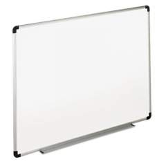 Universal Dry Erase Board, Melamine, 48 x 36, White, Black/Gray Aluminum/Plastic Frame (43724)