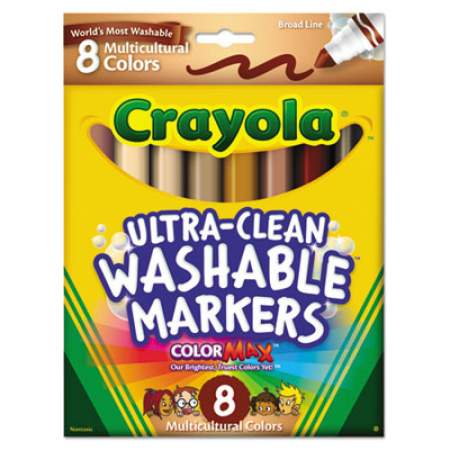 Crayola Multicultural Colors Washable Marker, Broad Bullet Tip, Assorted Colors, 8/Pack (587801)