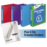 Mead Durable D-Ring View Binder Plus Pack, 3 Rings, 1" Capacity, 11 x 8.5, Assorted, 4/Carton (66514AU)