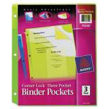 Avery Corner Lock Three-Pocket Binder Pocket, 11 1/4 x 9 1/4, Assorted Color, 3/Pack (75310)