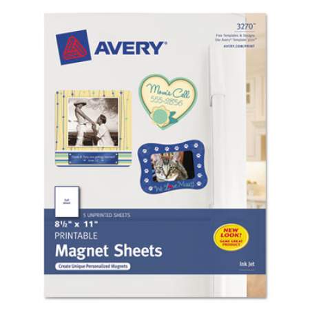 Avery Printable Magnet Sheets, 8.5 x 11, White, 5/Pack (3270)