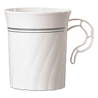 Classicware Plastic Coffee Mugs, 8 oz, Silver, 8/Pack, 24 Packs/Carton (CWM8192WSLVR)