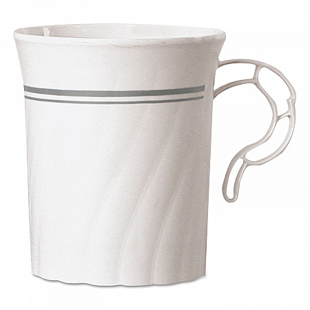 Classicware Plastic Coffee Mugs, 8 oz, Silver, 8/Pack, 24 Packs/Carton (CWM8192WSLVR)